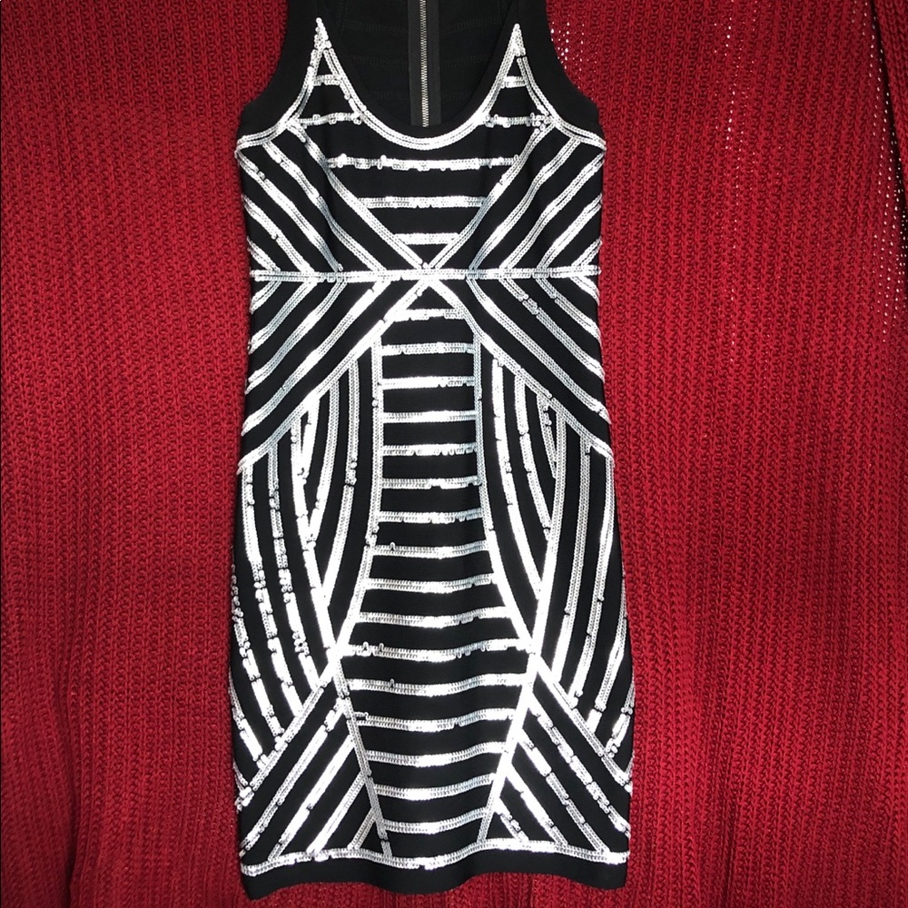 Black Silver Sequined Dress